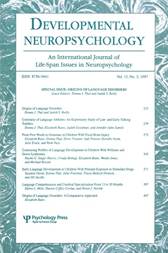 Developmental Neuropsychology: Origins of Language Disorders: Vol.13, No. 3, 1997: A Special Issue of developmental Neuropsychology von Psychology Press
